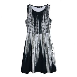Apt. 9 Black & Gray Fit and Flare Textured Dress